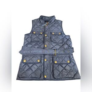 Polo Ralph Lauren Quilted Down Utility Vest Belted Navy Blue Size Large